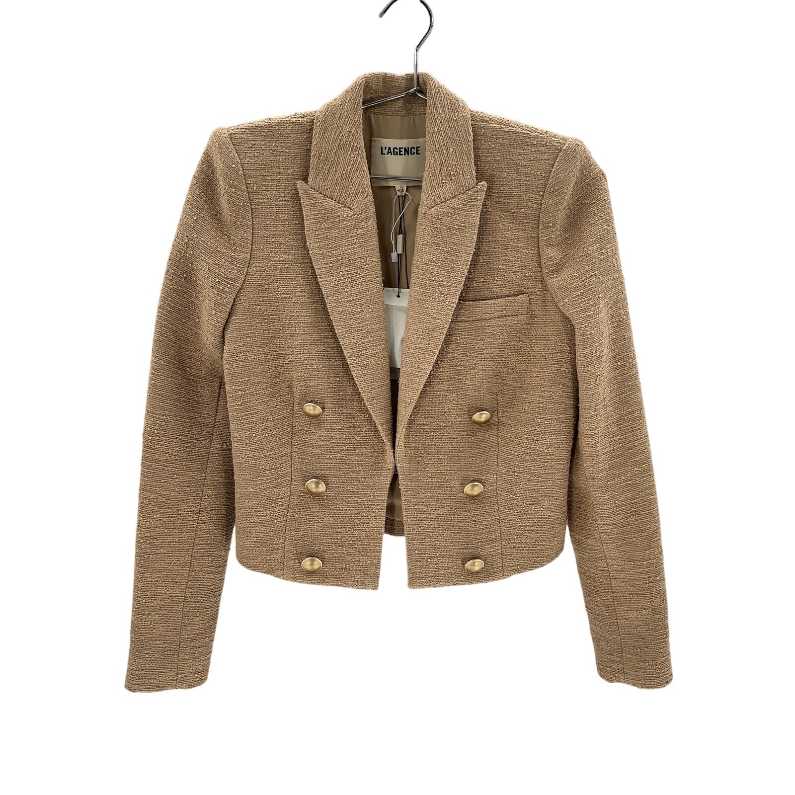 L'Agence 'Inez' Beige Cotton Cropped Blazer Size 2
