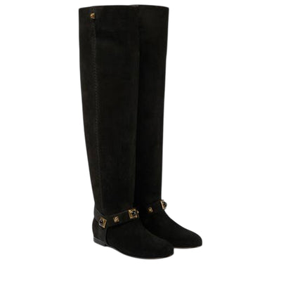 Etro 'Crown Me' Black Suede Knee-High Boots Size 10 US / EU 40