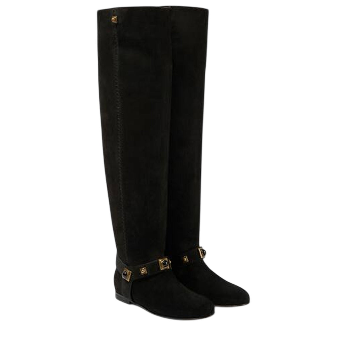 Etro 'Crown Me' Black Suede Knee-High Boots Size 10 US / EU 40