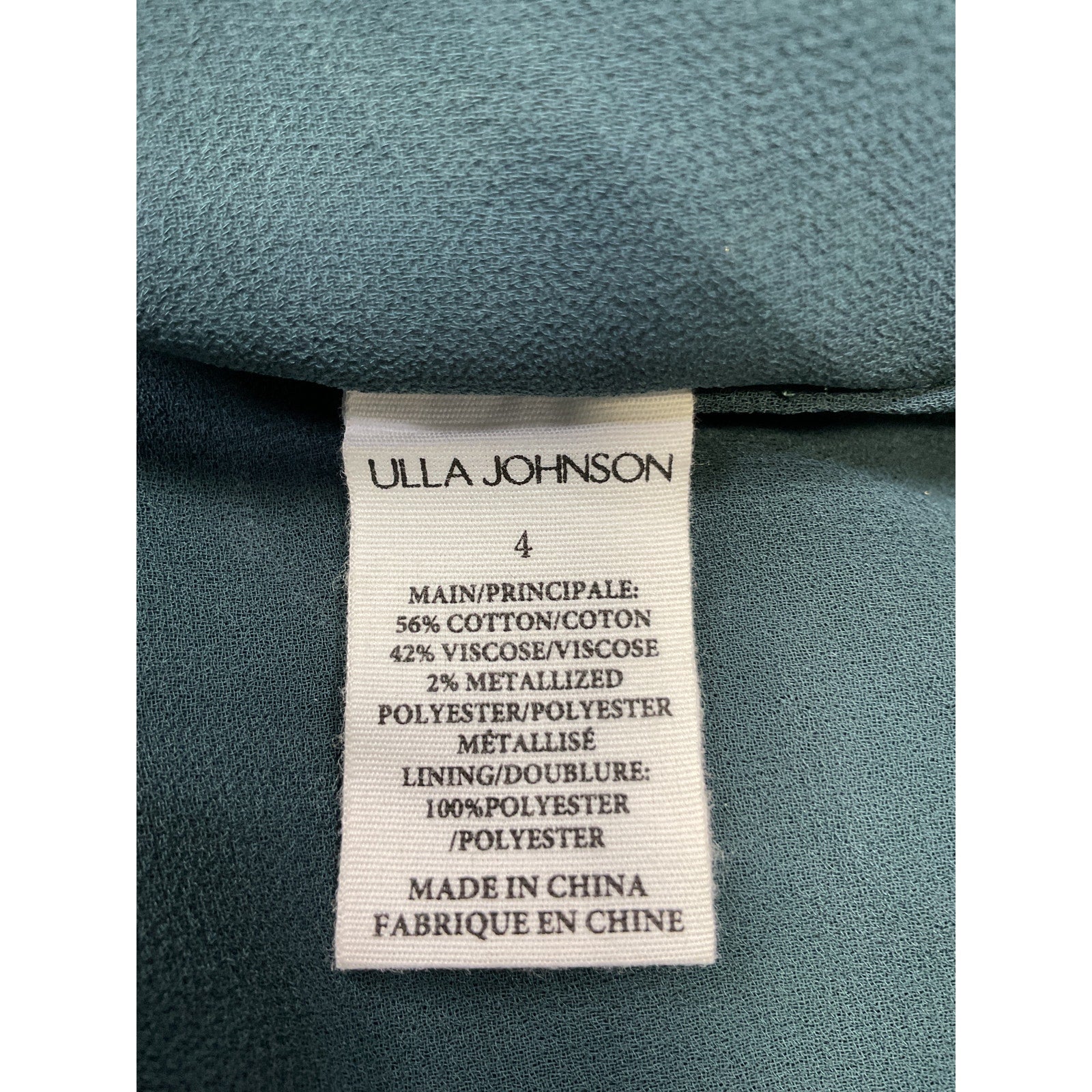 Ulla Johnson 'Ada' Green Shirred Mini Dress Size 4