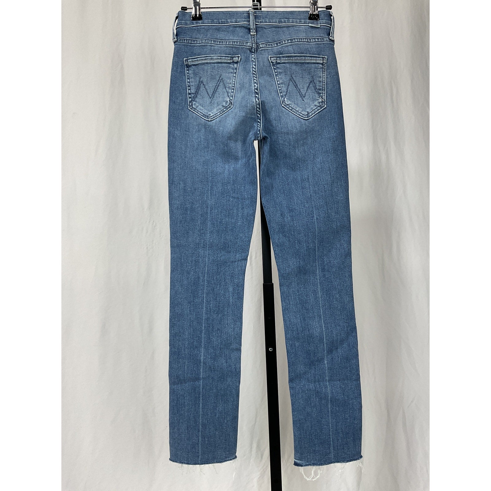 Mother The Dazzler Blue Cotton Mid Rise Ankle Fray Denim Jean Size 25