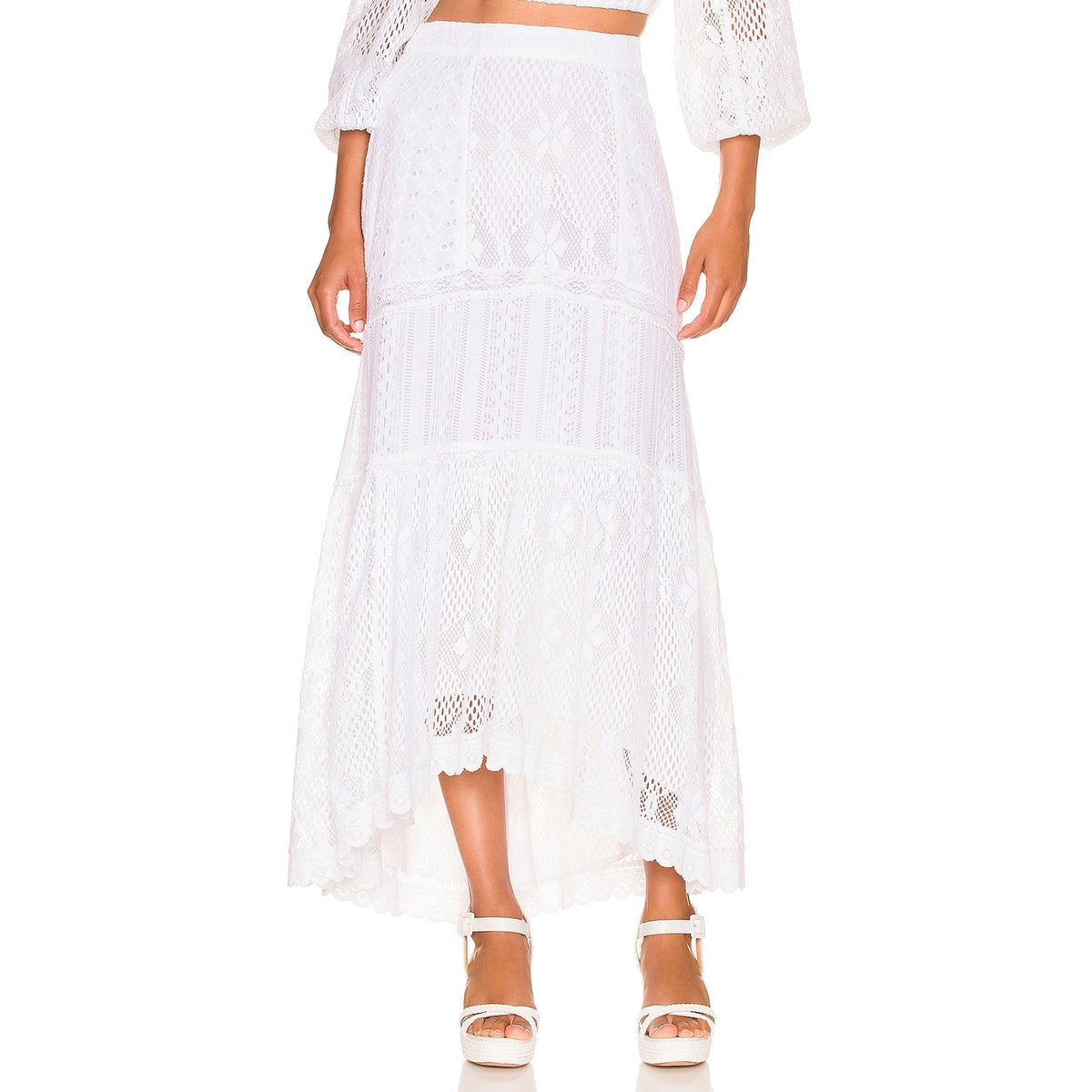 LoveShackFancy Tiered White Sisto Skirt Size 2
