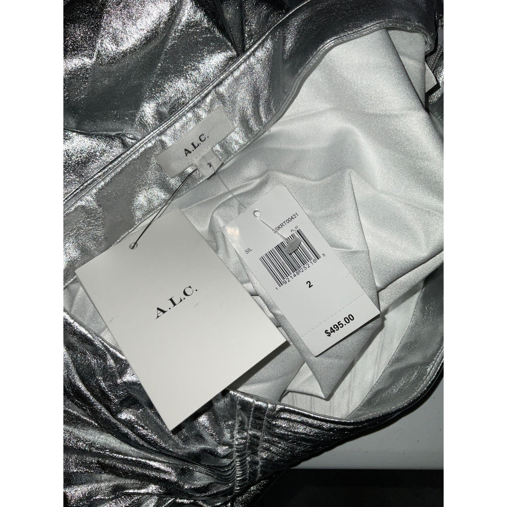 A.L.C. 'Tori' Silver Polyester Skirt Size 2 - NWT