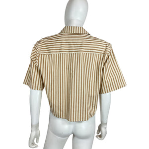 Sprwmn Cropped Oversized Beige Henley Shirt Size XS