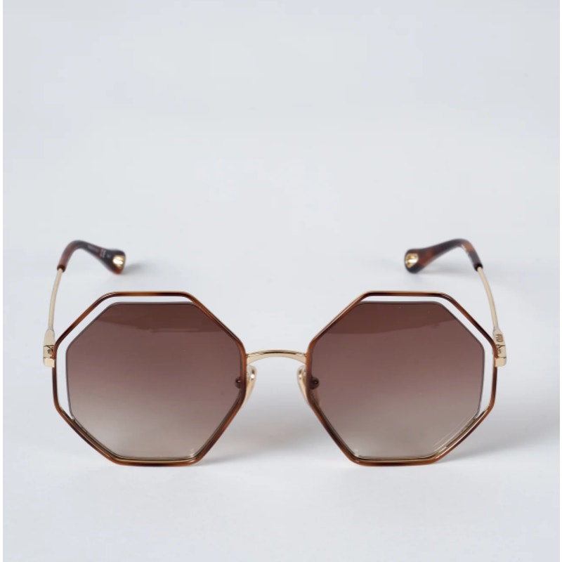 Chloé 'Octagonal' Gold Cut-Out Sunglasses Size OS