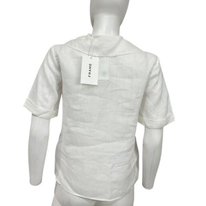 Neiman Marcus Lightweight White Scallop Sailor Blouse Size XS NWT