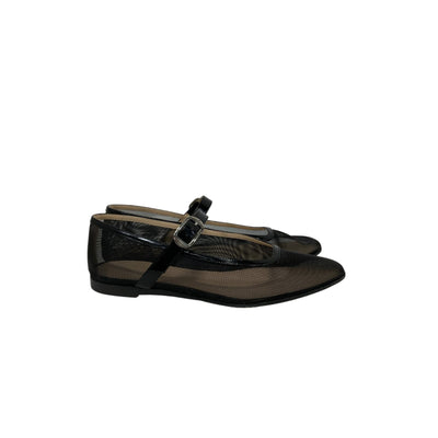 Le Monde Beryl Mesh Black Mary Jane Flats Size 37.5