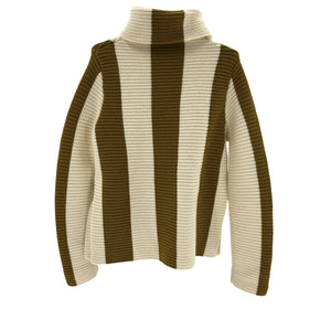 Yaitte Mast Striped Brown Wool Turtleneck Sweater Size XS