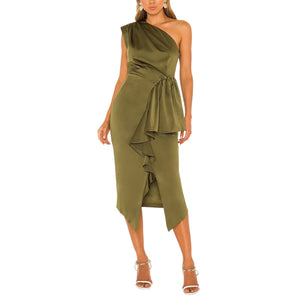 Elliatt One Shoulder Olive Blakely Dress Size S