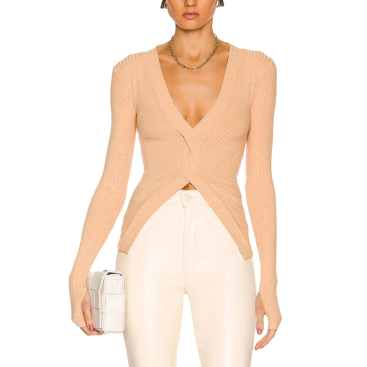 Alix Nyc Ribbed Beige Inez Top Size XS