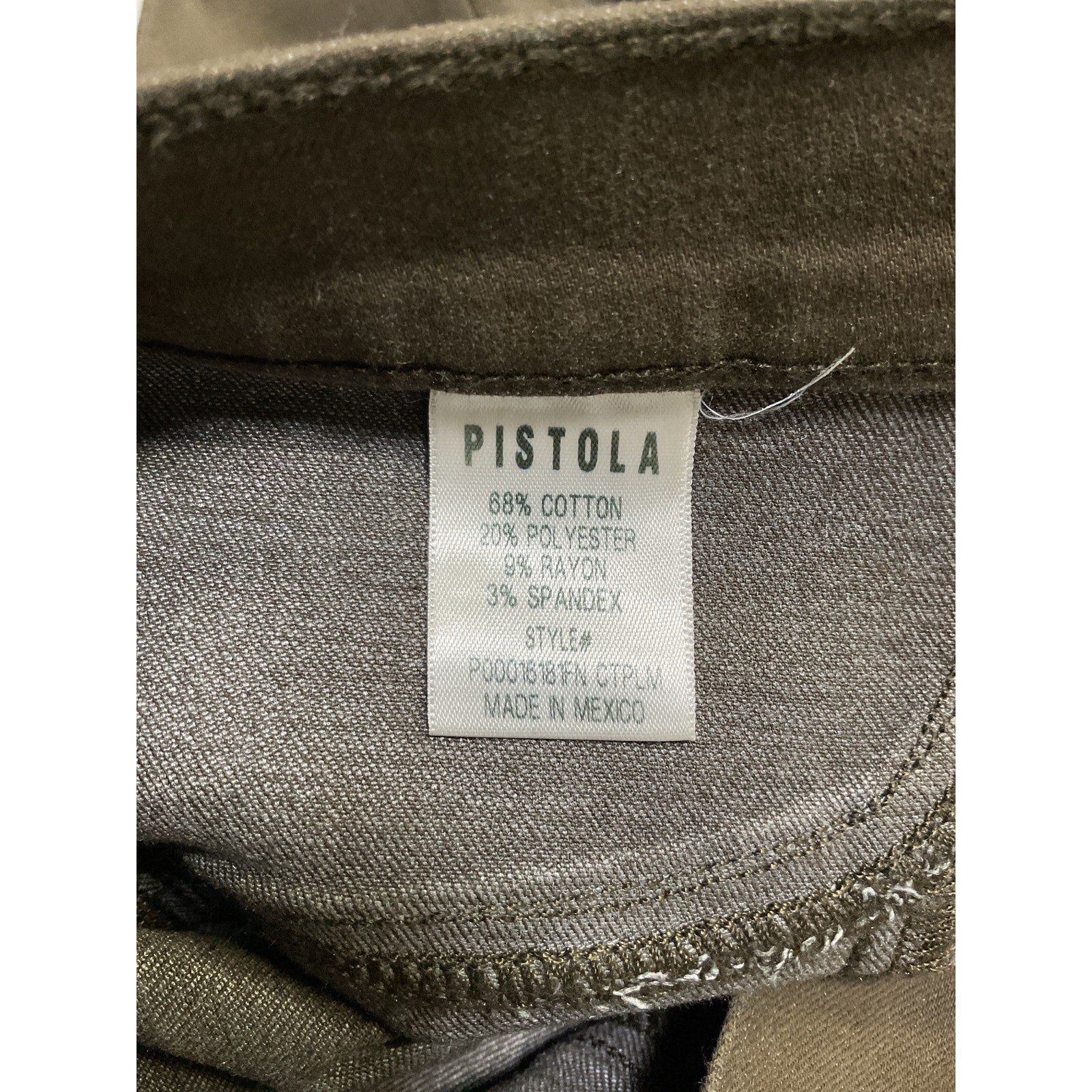 Pistola Denim 'Lennon' Green Cotton Pants With Slit Size 27