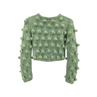 Loewe Cropped Green Acrylic Sweater With Dot Details Size S