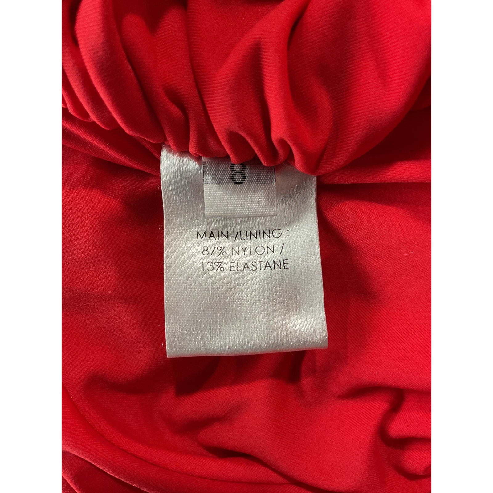 Alex Perry 'Channing' Red Nylon Ruched One Shoulder Knot Column Dress Size 8