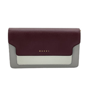 Marni Sleek Dark Port Dolphin Natural White Tricolor Chain Wallet