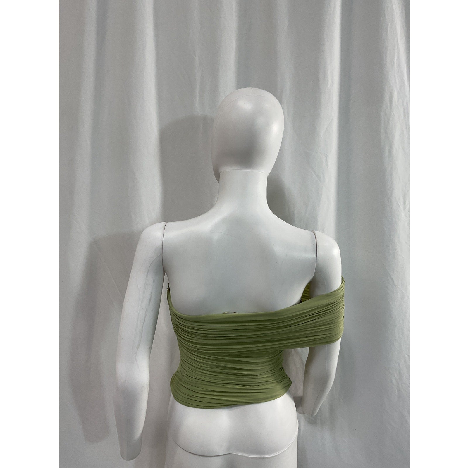 Ronny Kobo 'Ranada' Green Ruched One-Shoulder Sleeveless Top Size XS