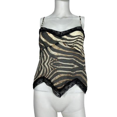 Reformation Lace Trim Zebra Print Multicolor Camille Camisole Size 2