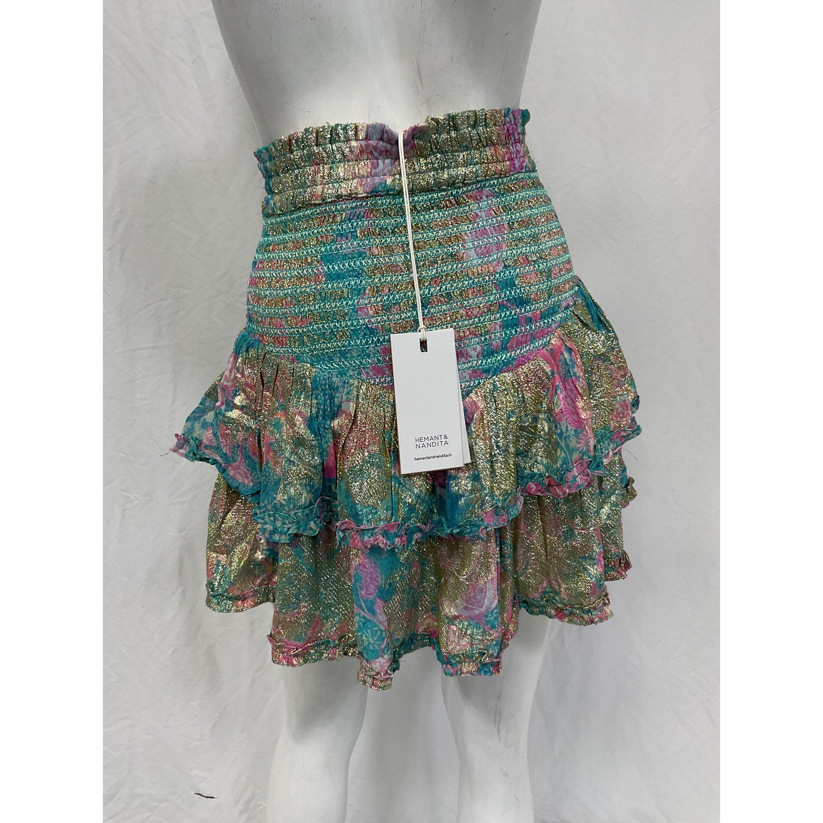 Hemant And Nandita 'Xari' Blue Viscose Mini Skirt Size XS - NWT
