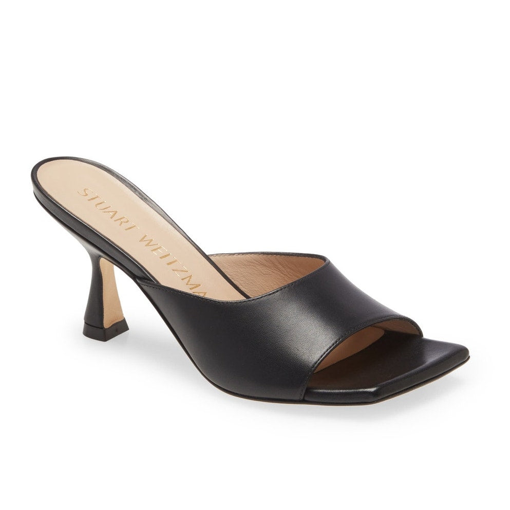 Stuart Weitzman Sleek Black Tia 75 Mules Size 8.5