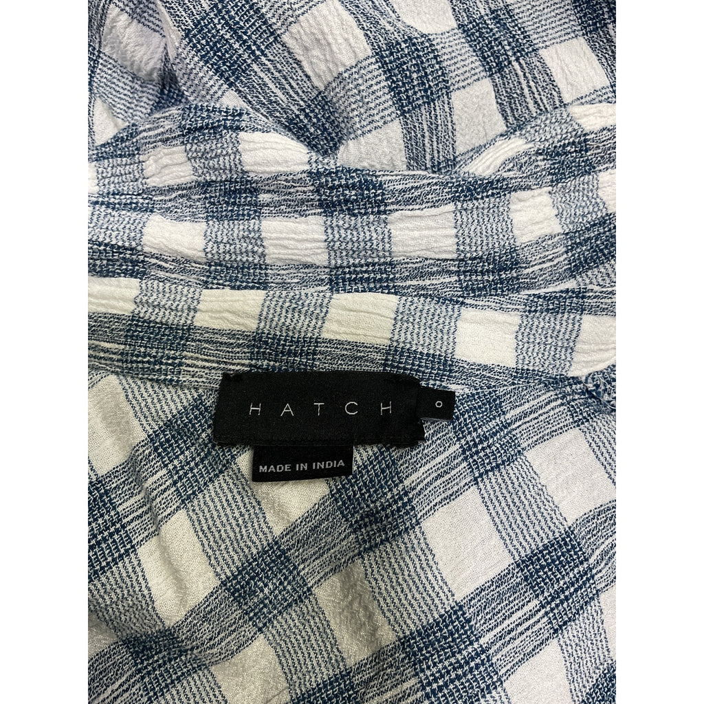 Hatch 'The Aubrey' White Crinkle Plaid Shirt Size 0