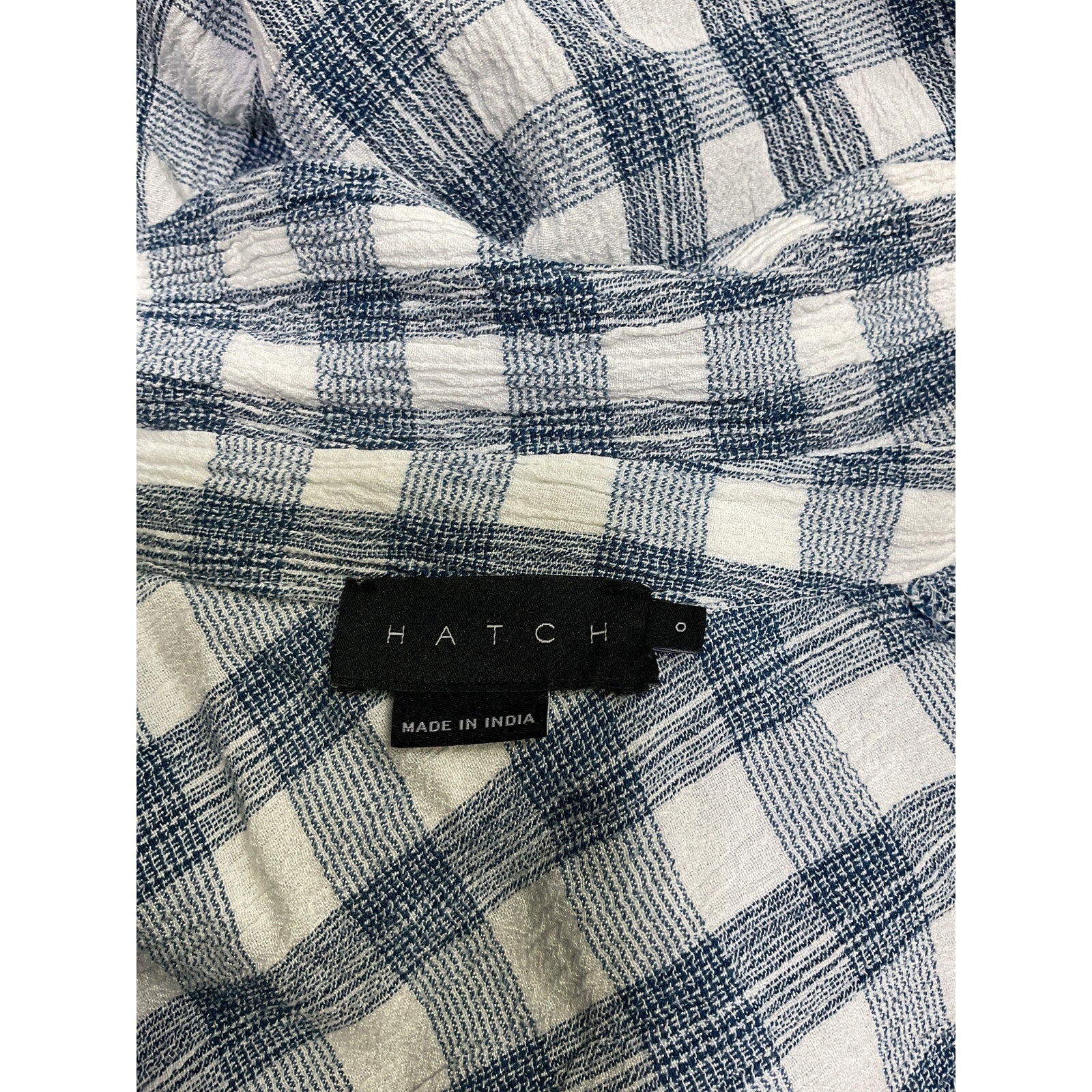 Hatch 'The Aubrey' White Crinkle Plaid Shirt Size 0