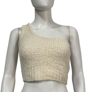 Simkhai Asymmetric Cream Knit Delilah Crop Top Size S NWT