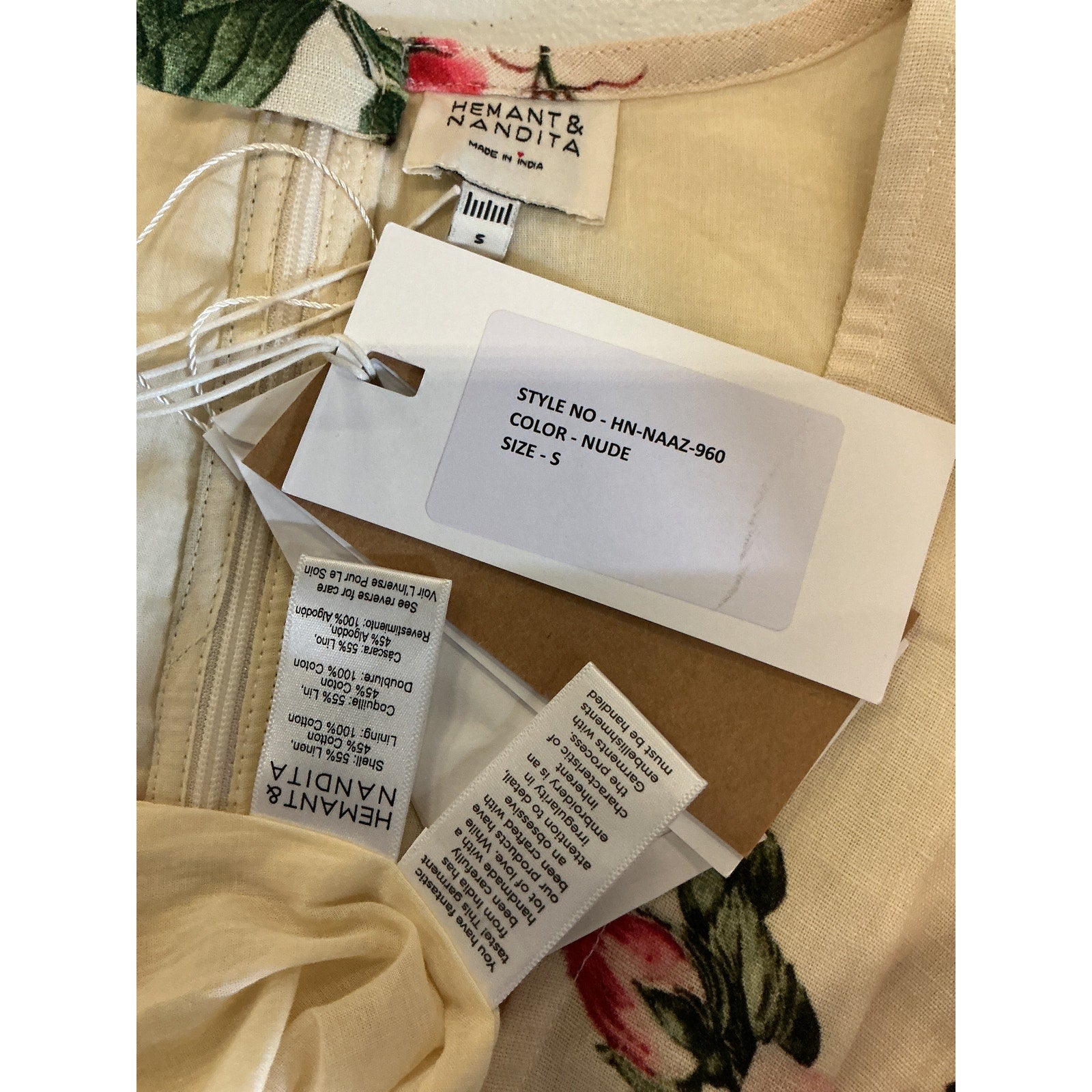 Hemant And Nandita 'Naaz' White Linen Mini Dress Size S