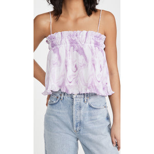 Ganni 'Pleated' Purple Georgette Top Size 8