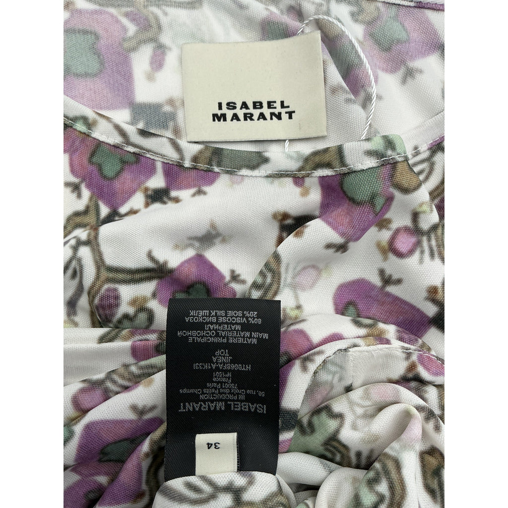 Isabel Marant 'Jinea' Purple Viscose Cropped Twisted Printed Jersey Top Size 2
