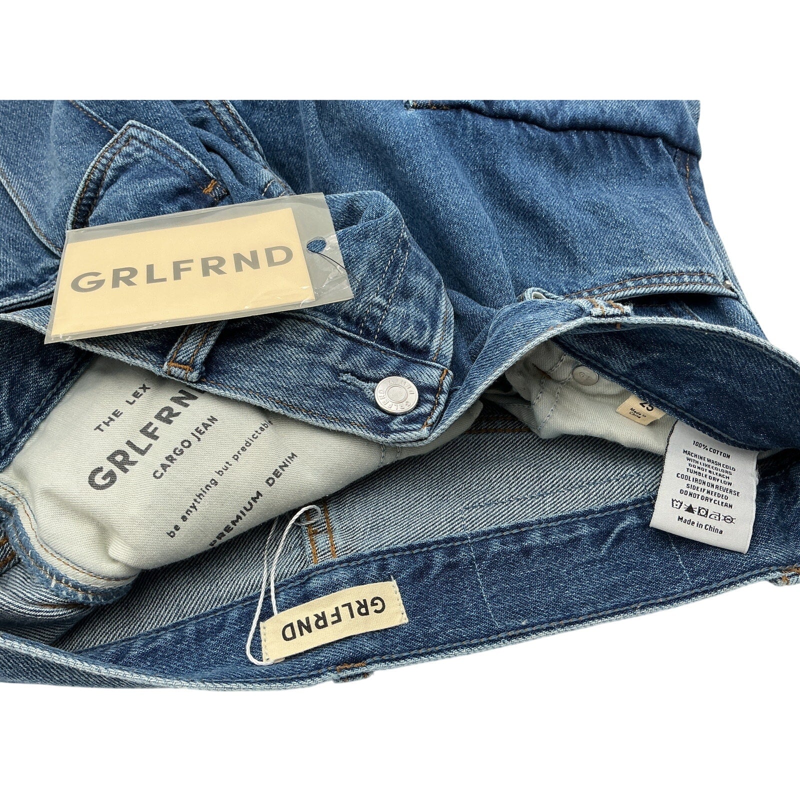 Grlfrnd 'Lex' Blue Cotton Cargo Jean Size 25