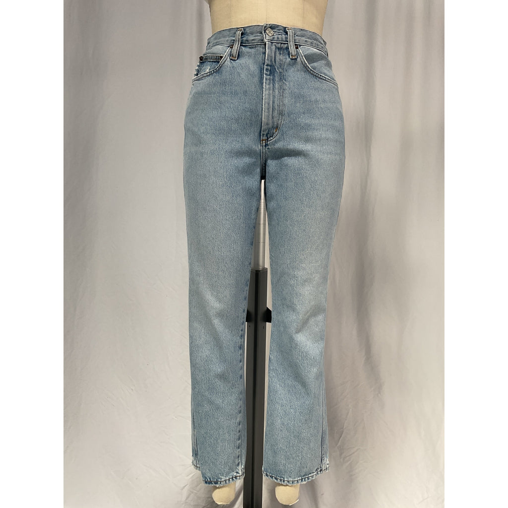 Agolde Pinch Waist Blue Cotton High Rise Kick Denim Jean Size 26