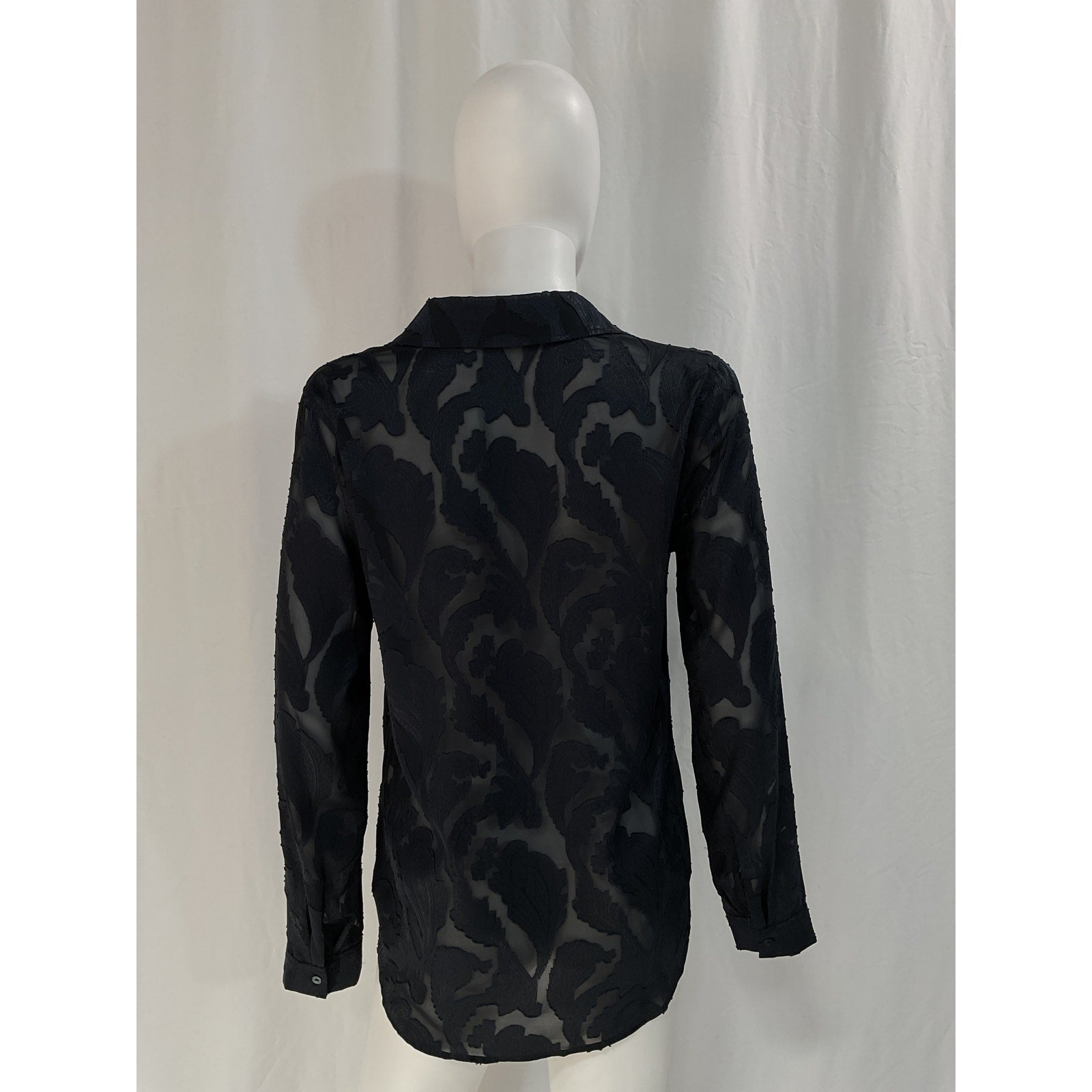 L'Agence 'Laurent' Blue Paisley Burnout Long Sleeve Button-Up Shirt Size S