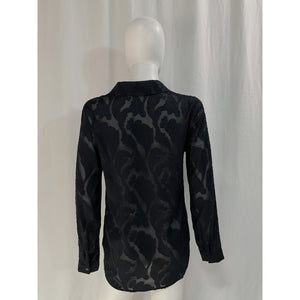 L'Agence 'Laurent' Blue Paisley Burnout Long Sleeve Button-Up Shirt Size S