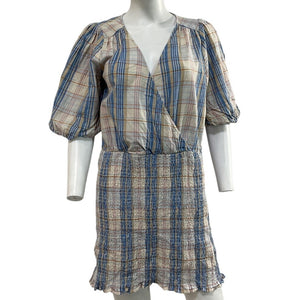 Sézane Checked Blue And White Ellen Dress Size L