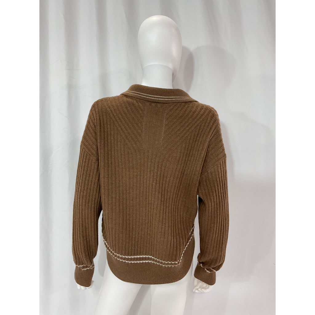 Rag & Bone 'Monti' Brown Stripe Polo Size S