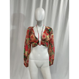 A.L.C. 'Dorian' Orange Crepe Halternekc Top Size 2