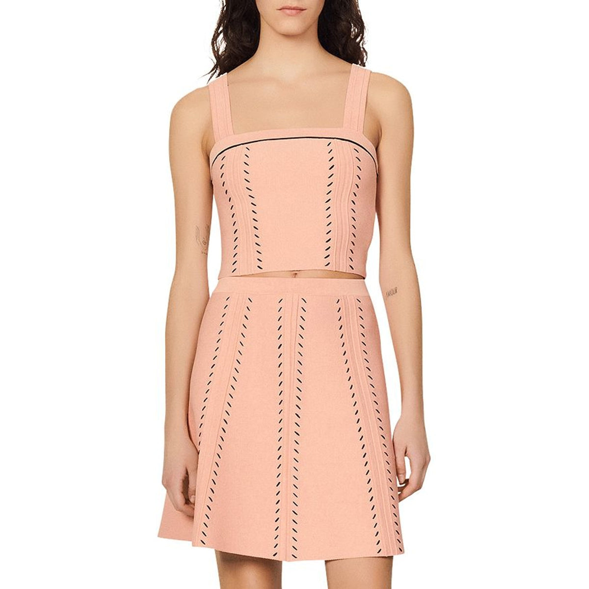 Sandro Knit Pink Figari Crop Top Size 1