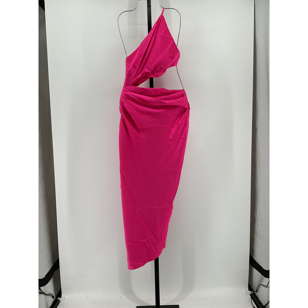 The Sei Pink Silk One Shoulder Cut Out Dress Size 2