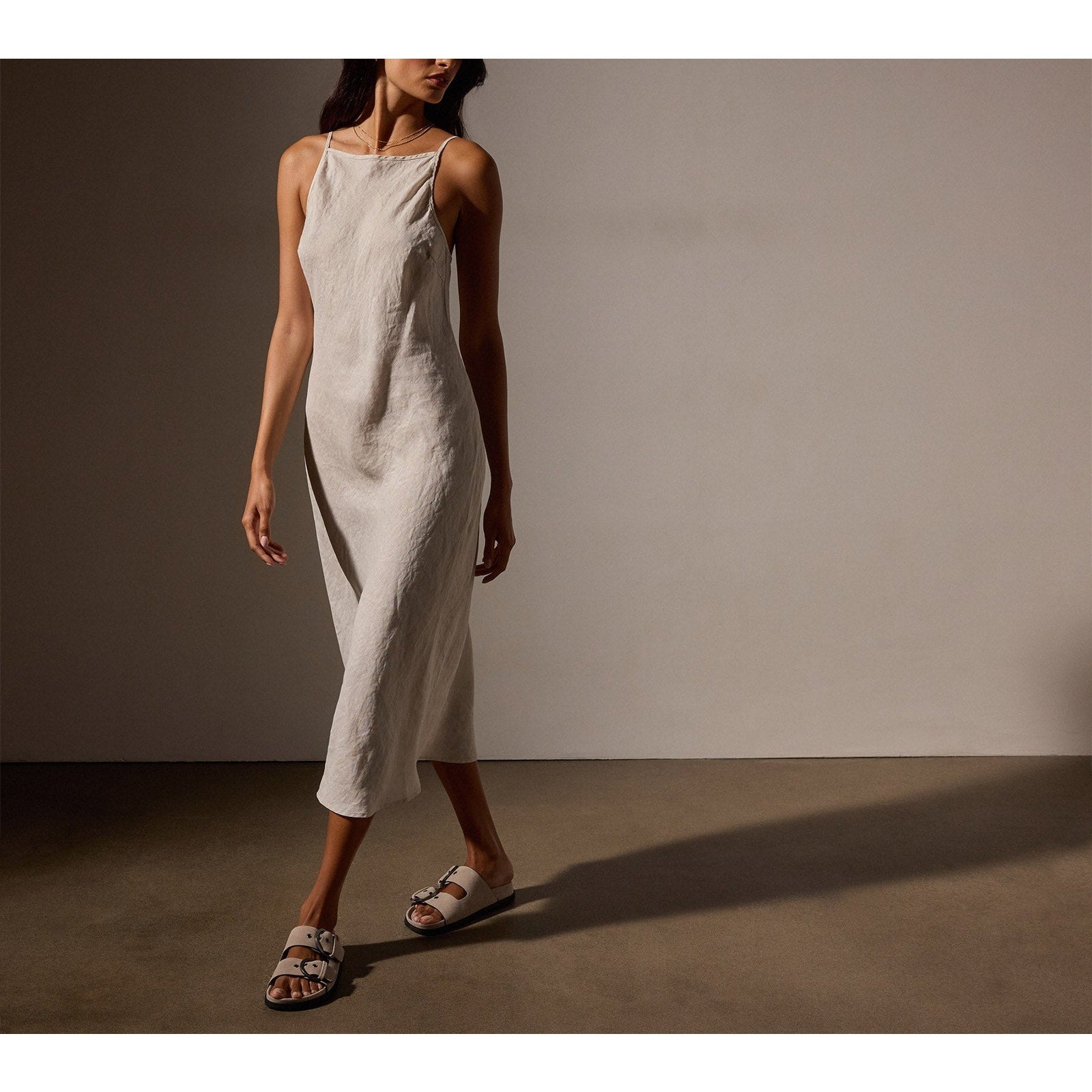 James Perse Lightweight White Linen Cami Dress Size 2