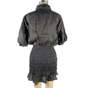 Frame Chic Noir Smocked Shirtdress Size X-Small
