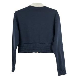 Sandro Cropped Blue Contrast Collar Zip Sweatshirt Size XS