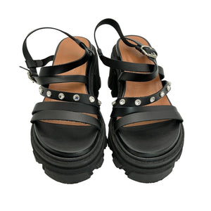 Ganni Embellished Black Strappy Platform Sandals Size 37 EU / 7 US