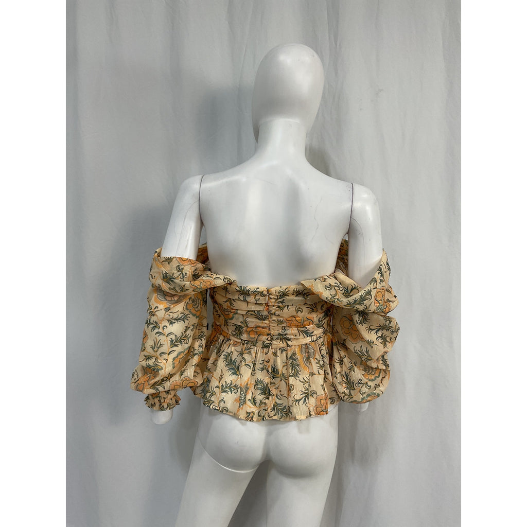 House Of Harlow 1960 'Sofia' Tan Poly Richie Burna Blouse Size S - NWT