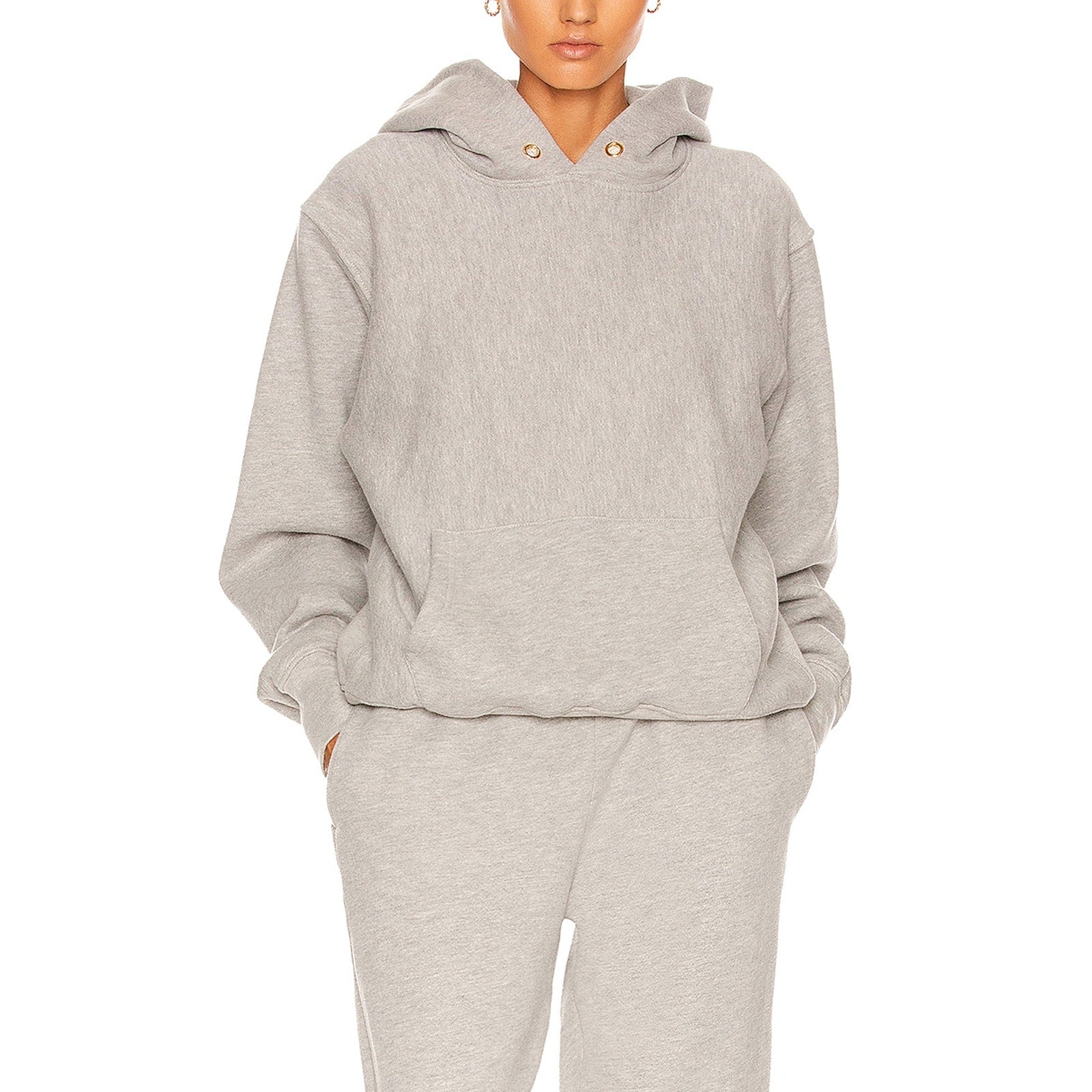Les Tien Cropped Hoodie Grey Cotton Sweatshirt Size XS
