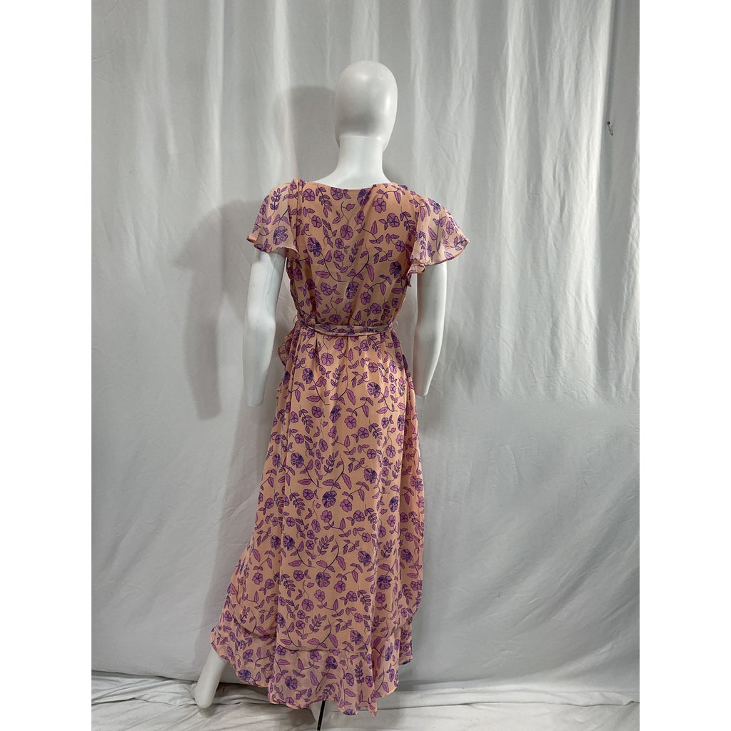 Hatch x  'A Pea In The Pod' Pink Flutter Sleeve Faux Wrap Dress Size S