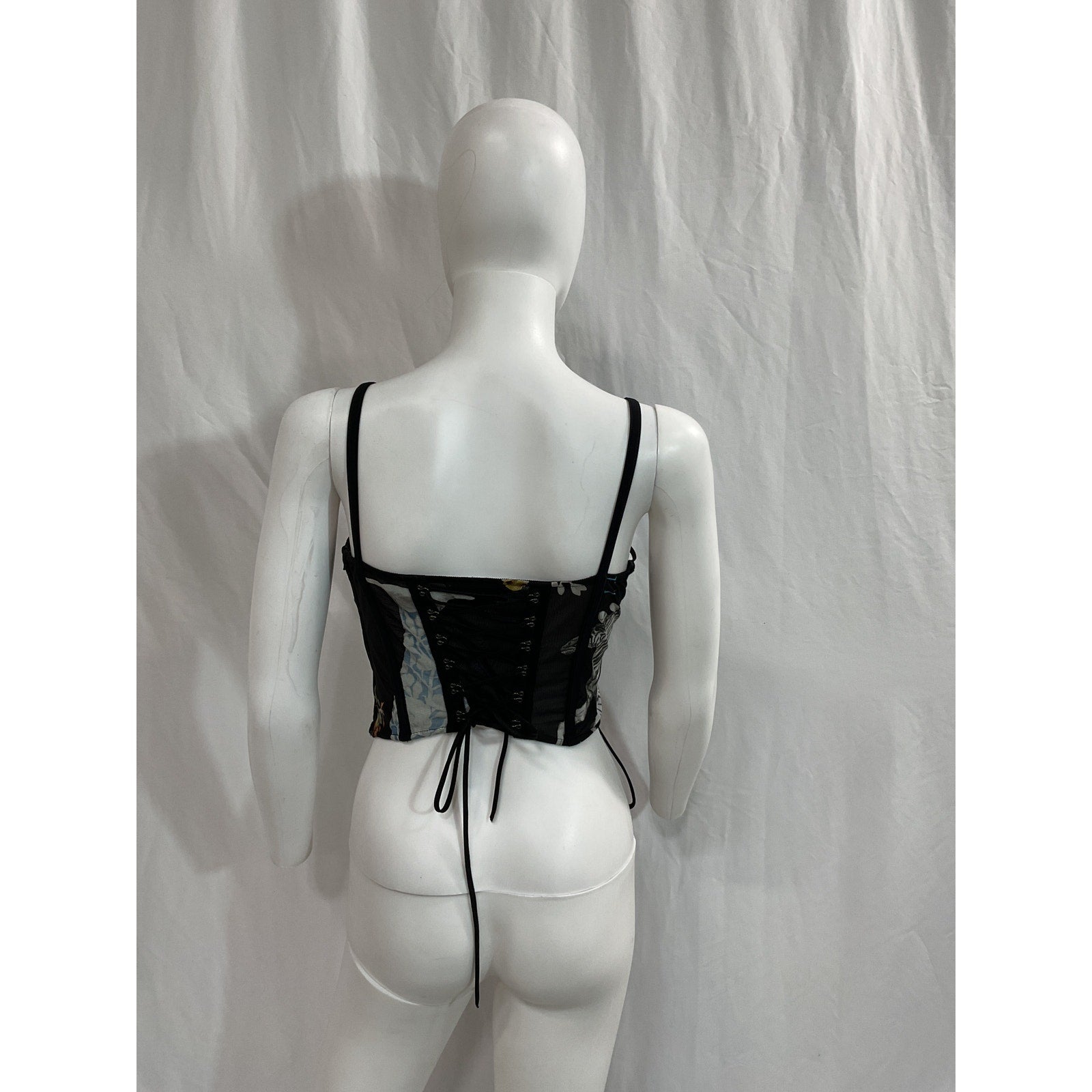 Monse Print Black Laced Bustier Top Size 2
