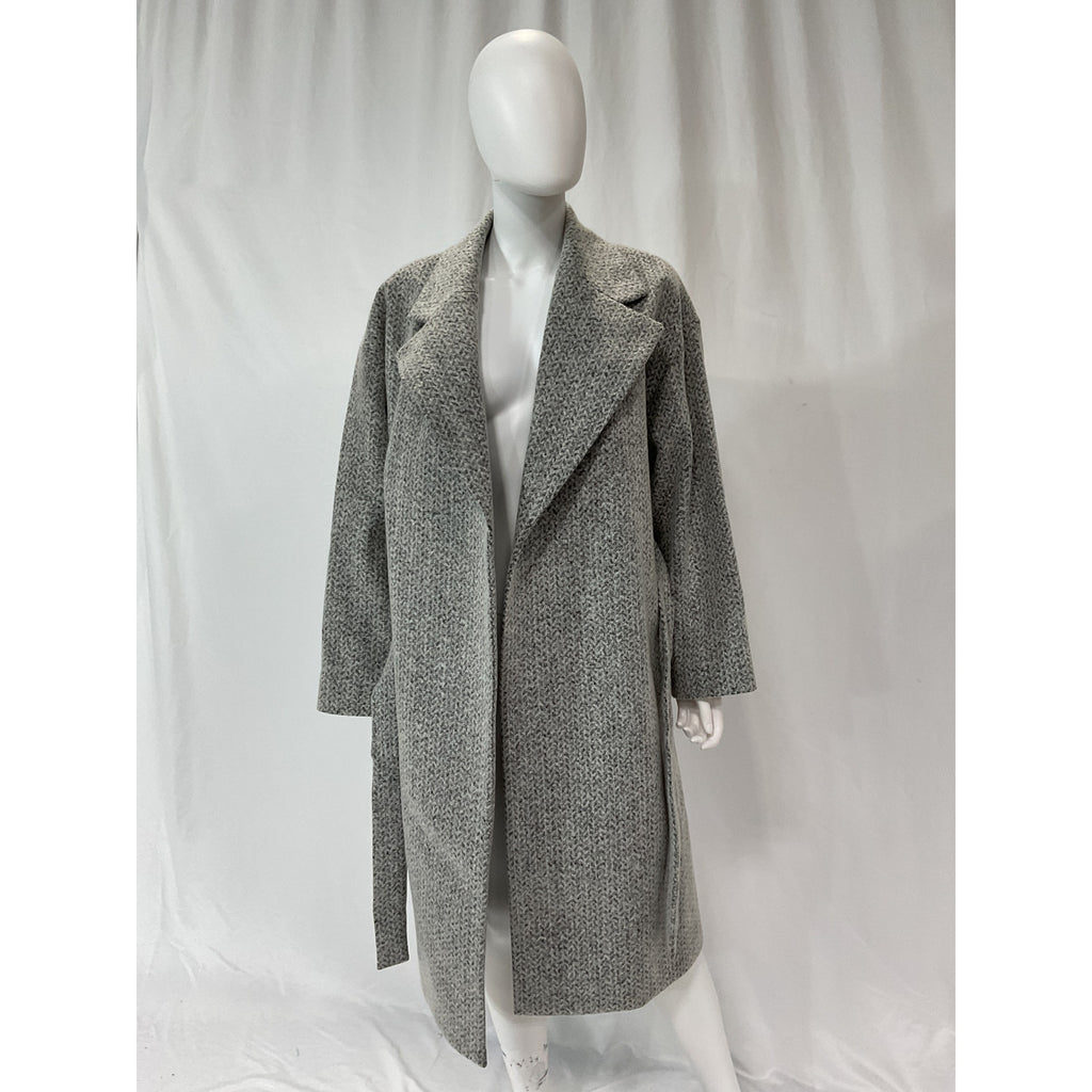 Theory Wool Blend Grey Trench Coat Size L