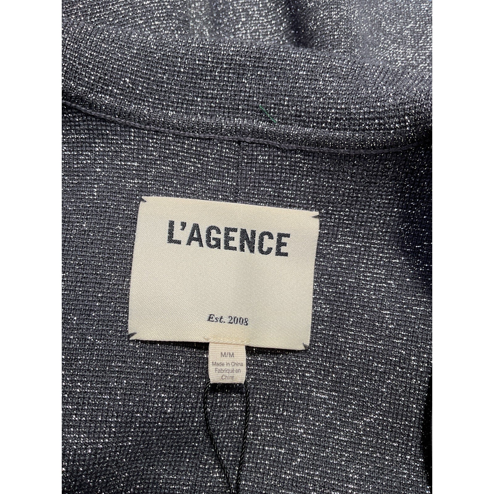 L'Agence 'Kenzie' Silver Cotton Metallic Knit Blazer Size M - NWT