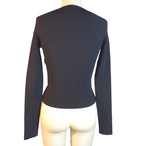 Simkhai Ribbed Black Giuliana Sweetheart Top Size L