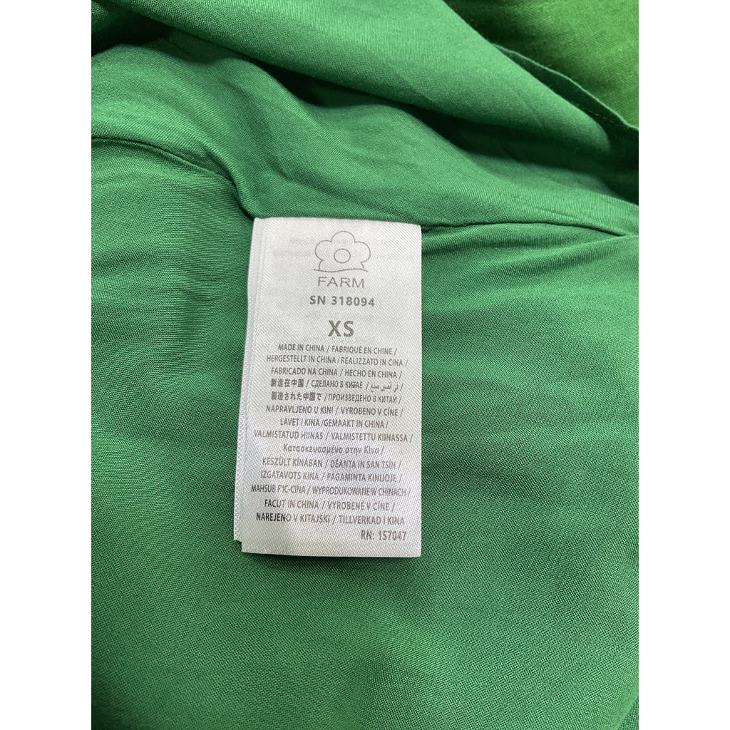 Farm Rio 'Lea' Green Linen One-Shoulder Pleated Mini Dress Size XS