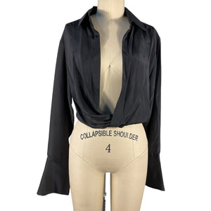 Gauge81 Draped Black Myoko Blouse Size S